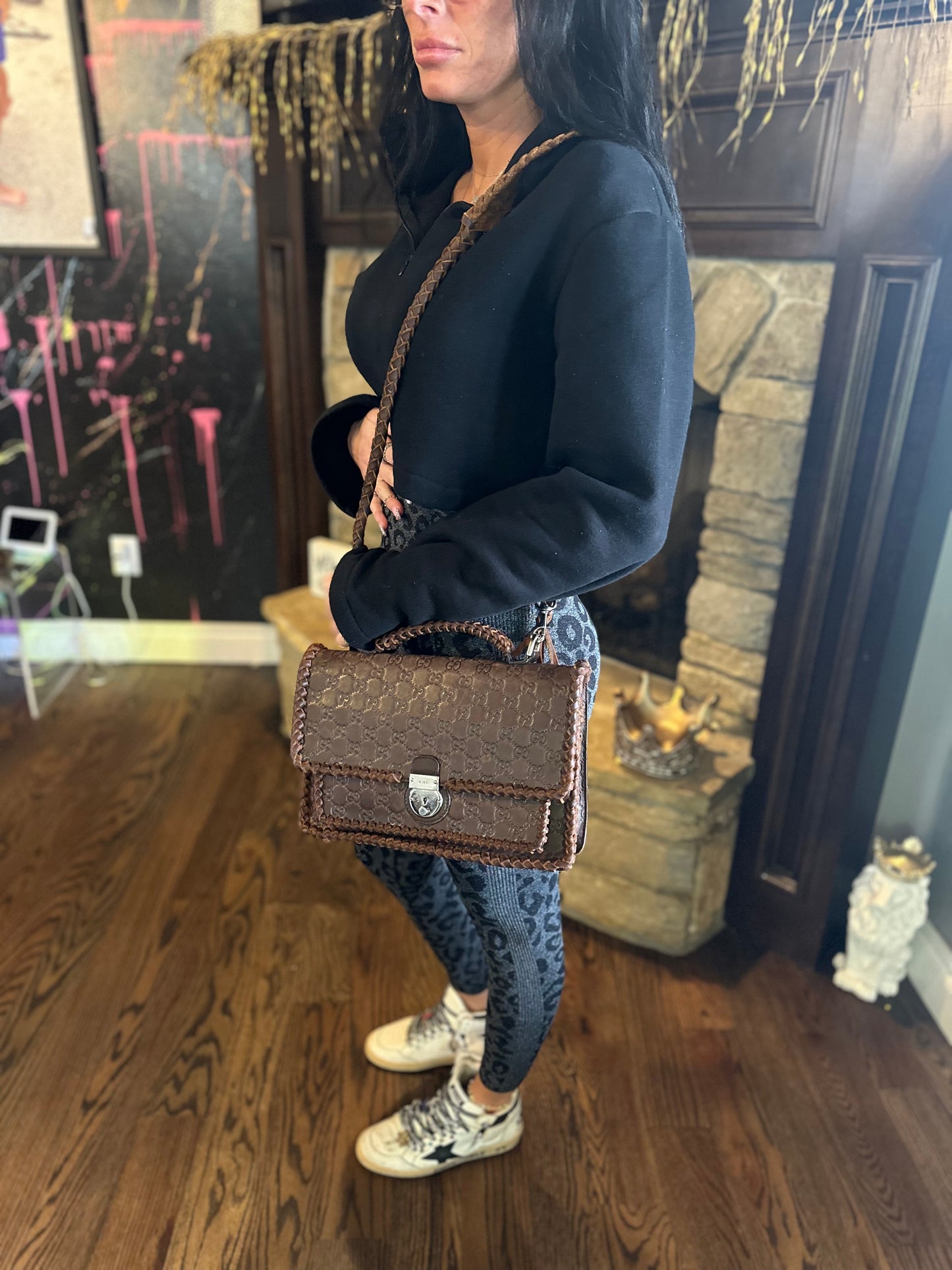 GG Brown Leather Crossbody Bag 🤎