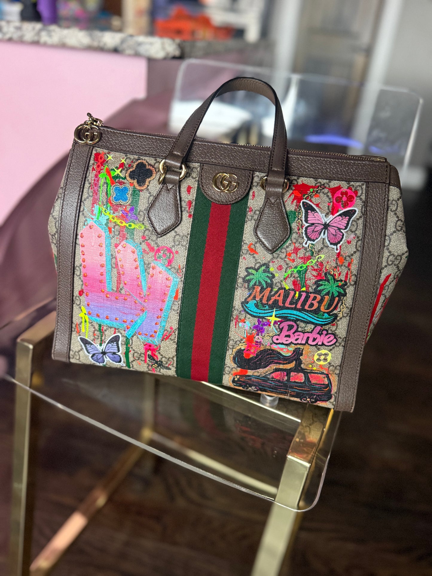 Custom painted Gucci Supreme ❤️🖤💚