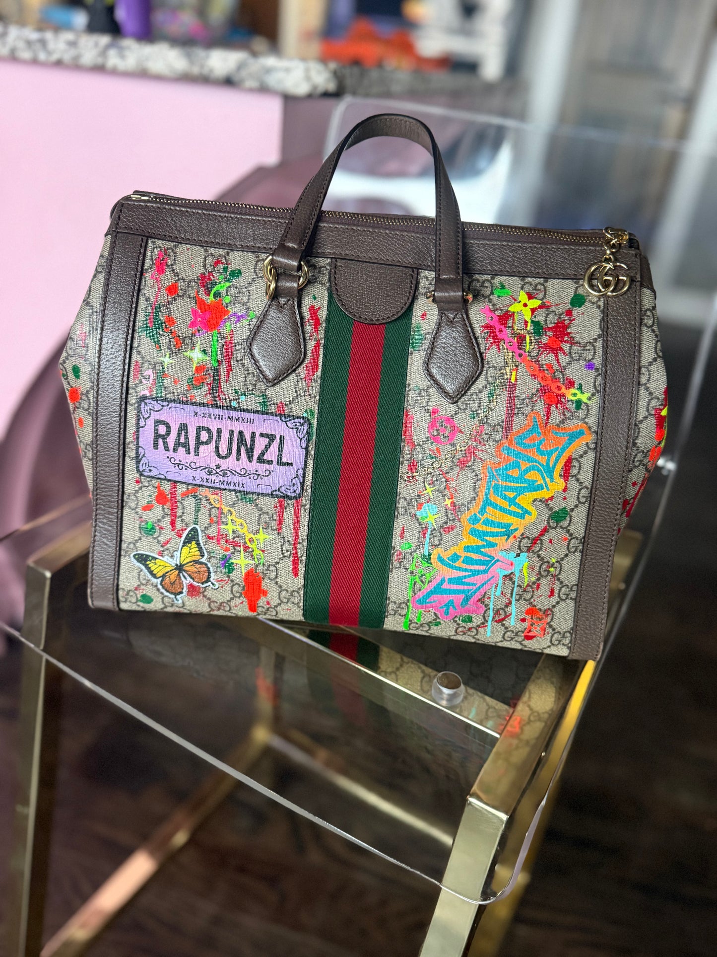 Custom painted Gucci Supreme ❤️🖤💚